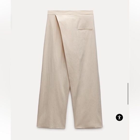 Zara ZW Collection Wrap Front Pants Side Tie Size Medium/Large available NWT - Picture 7 of 11